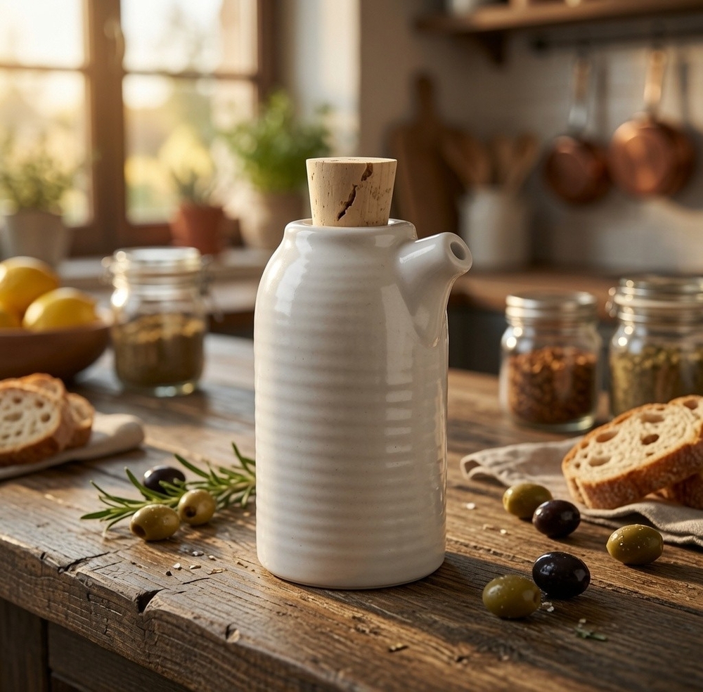 Dudson Evolution Purl Oil Vinegar Bottle 5" Off White Ceramic Cork Cap NEW